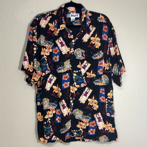 Utility Other - Beach bum holiday vacation hawaiian print button down dadcore sightseeing top L